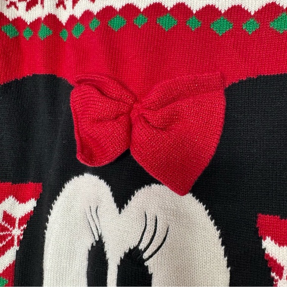 Disney Minnie Mouse sweater Christmas holidays sparkly bow 3D winter knit warm - Picture 3 of 10